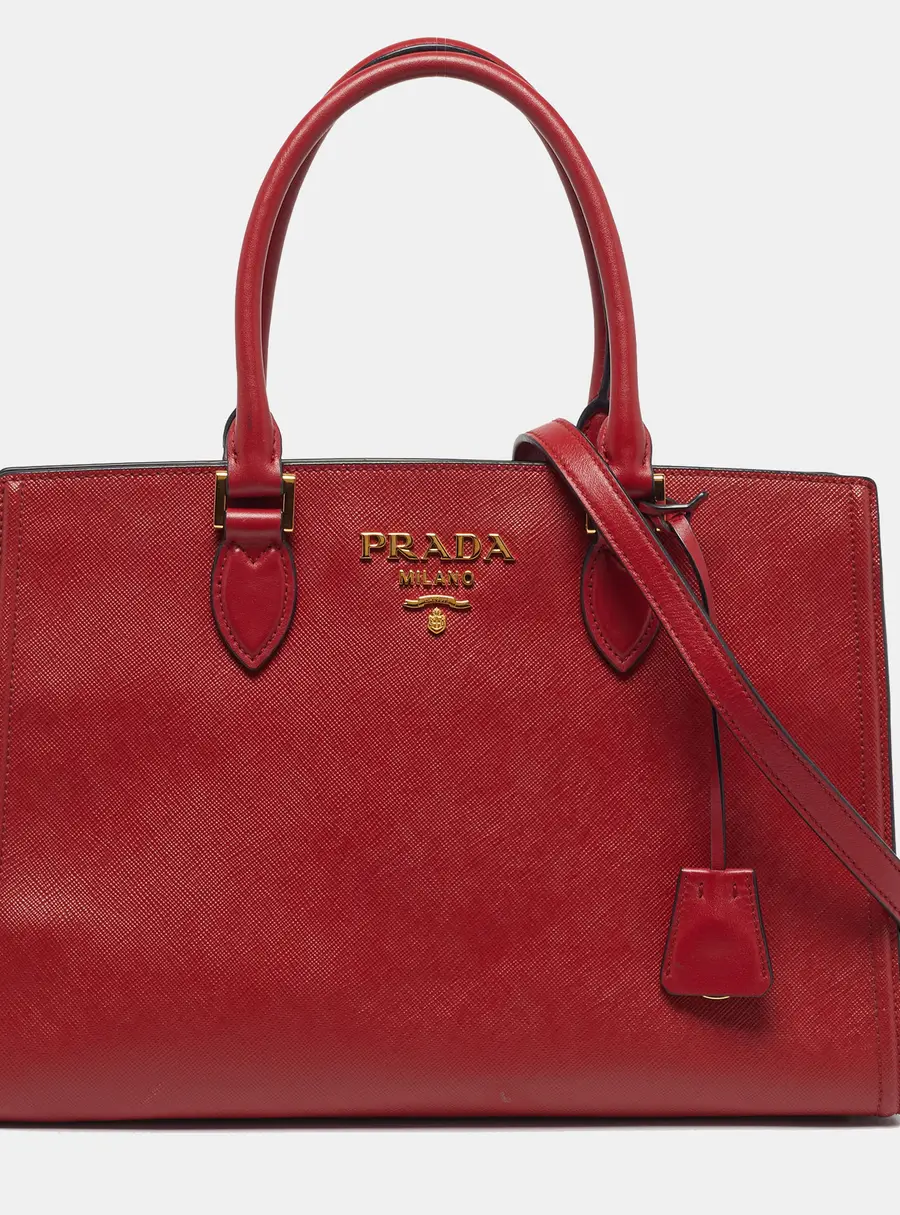 Prada Red Saffiano Lux Leather Tote