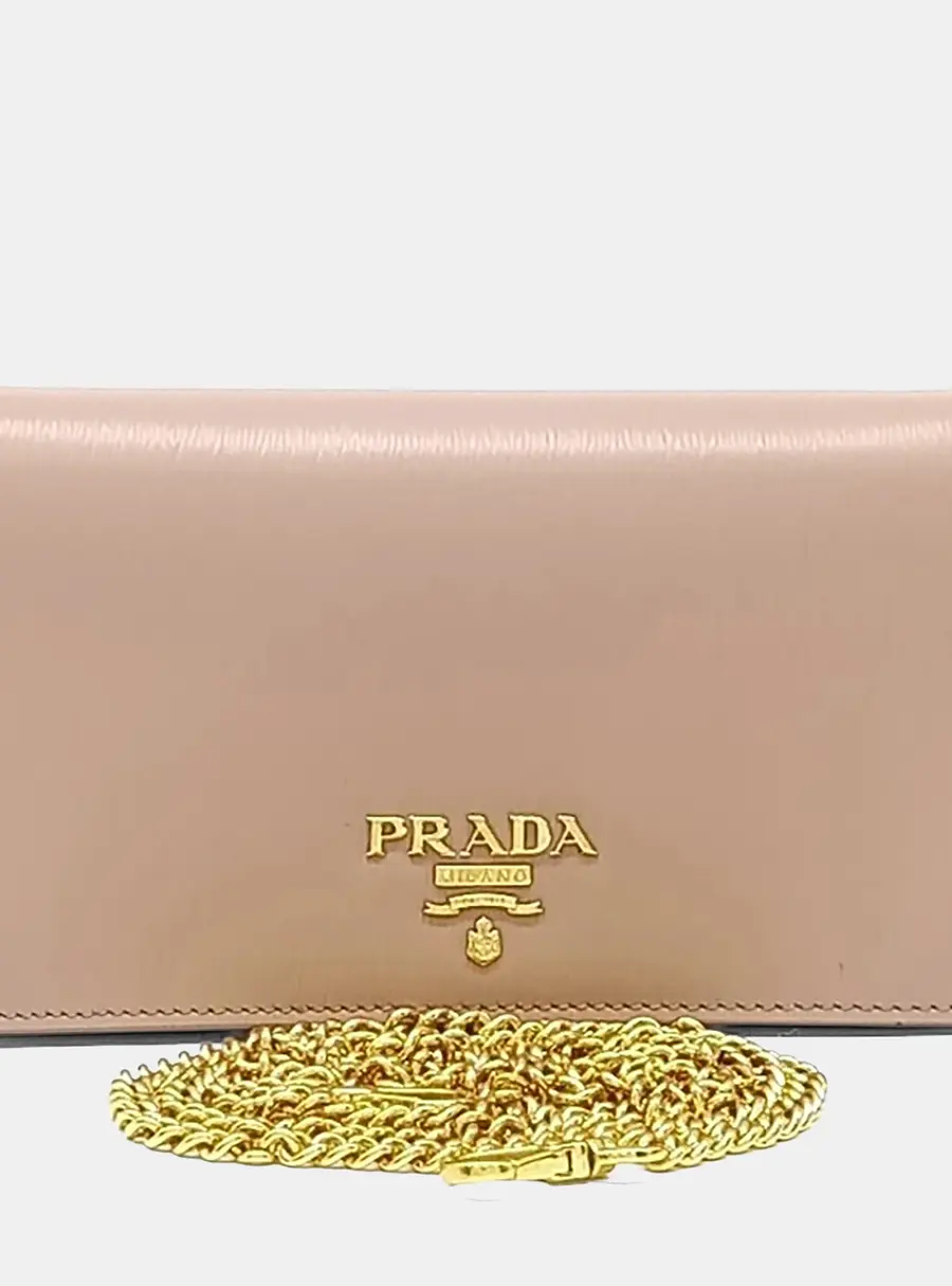Prada Chain Mini Pink Saffiano Leather Crossbody Bag