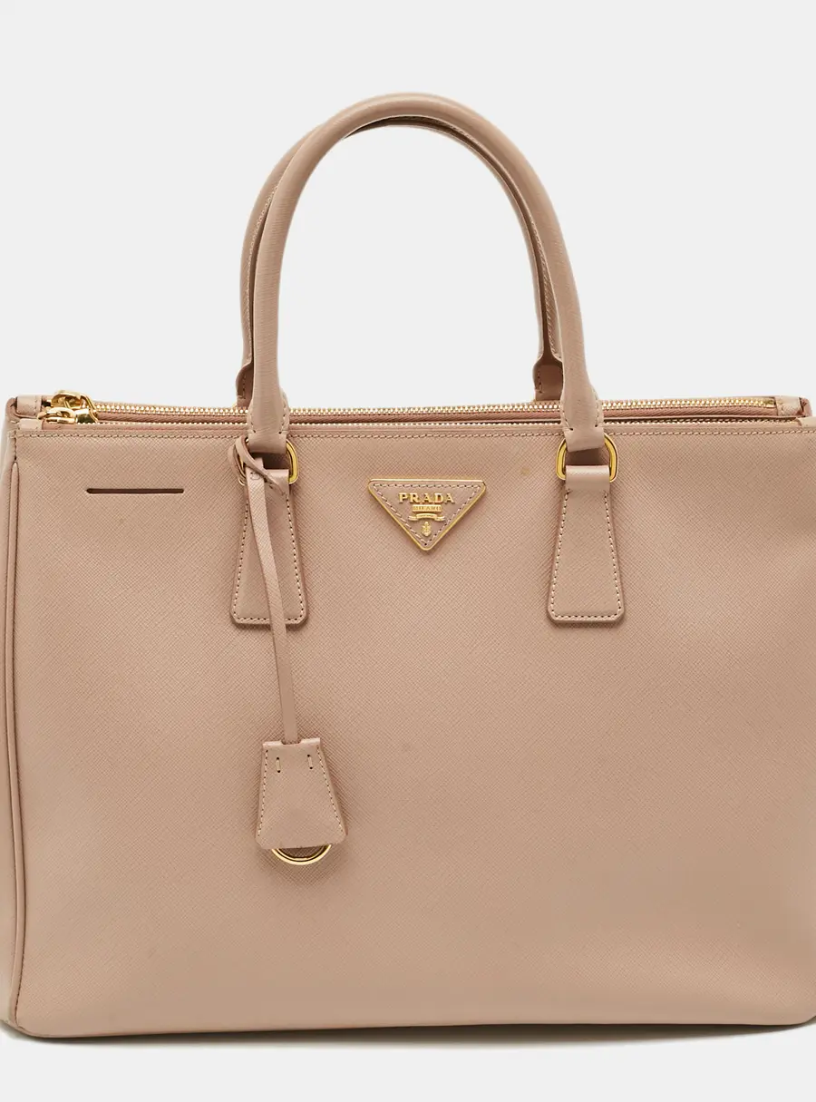 Prada Double Zip Large Blush Pink Saffiano Lux Leather Tote
