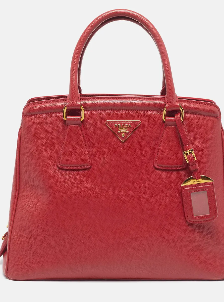 Prada Parabole Red Saffiano Lux Leather Tote