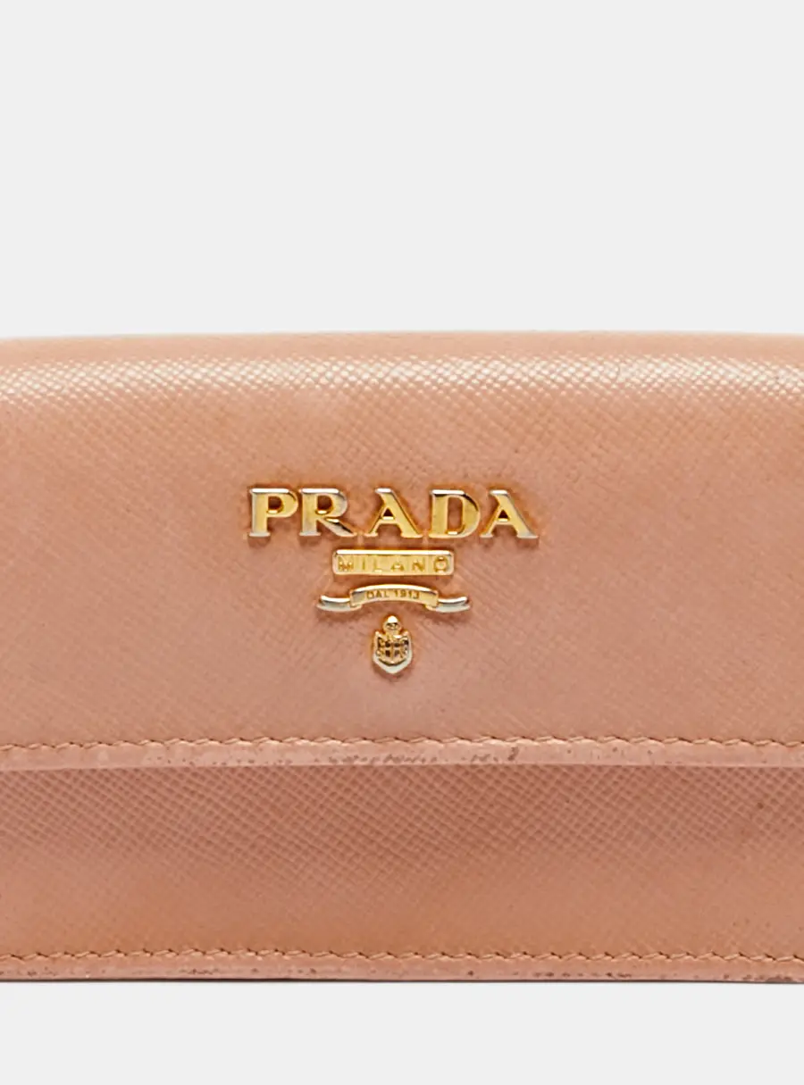 Prada Beige Saffiano Leather Card Case