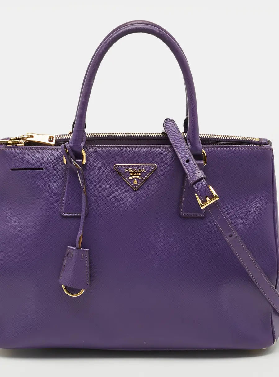 Prada Double Zip Medium Purple Saffiano Lux Leather Tote