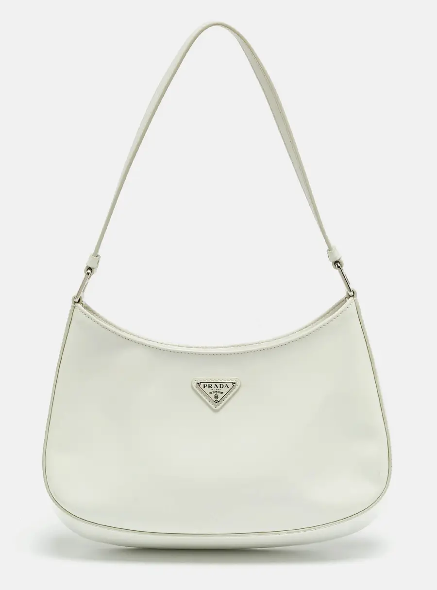 Prada Cleo White Brushed Leather Bag