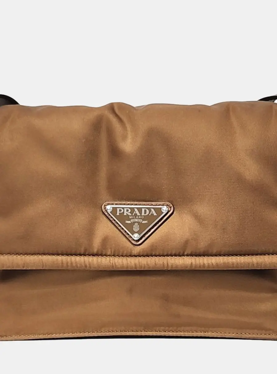 Prada Brown Nylon Small Padded Re-Nylon Shoulder Bag