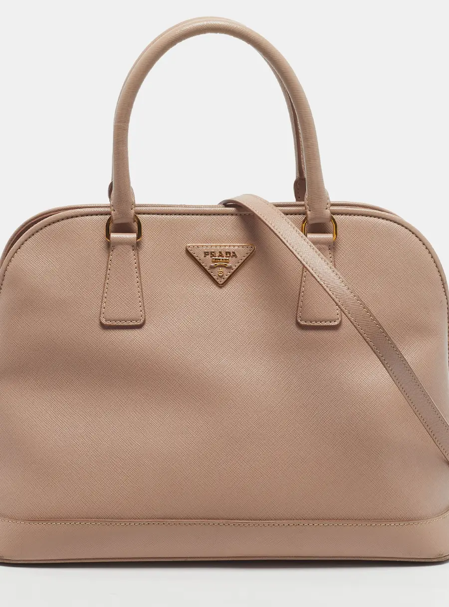 Prada Promenade Medium Beige Saffiano Lux Leather Satchel