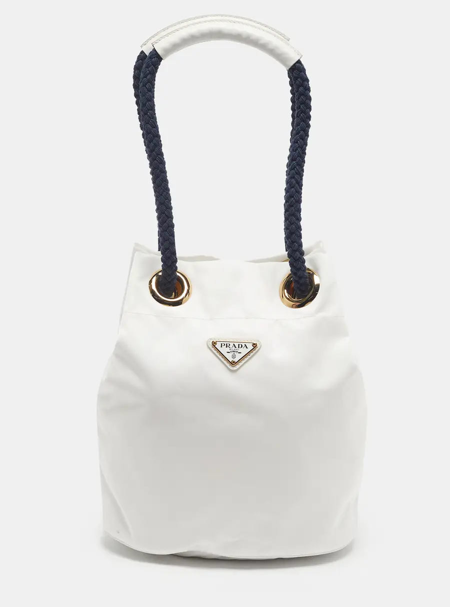 Prada Mariner White/Blue Nylon Bucket Bag