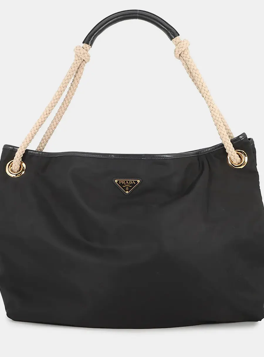 Prada Re-Nylon Mariner Large Black Nylon Tote Bag