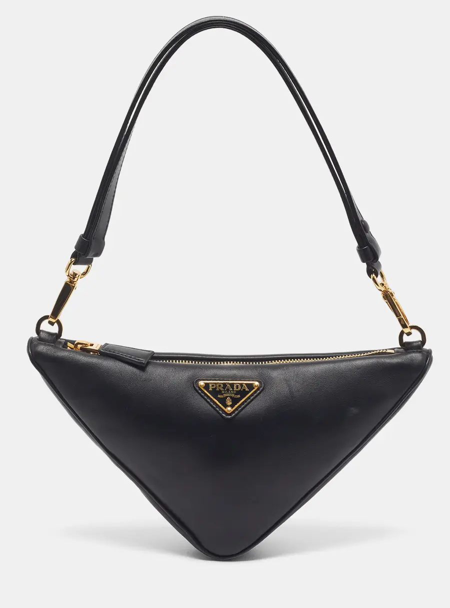 Prada Triangle Black Leather Bag