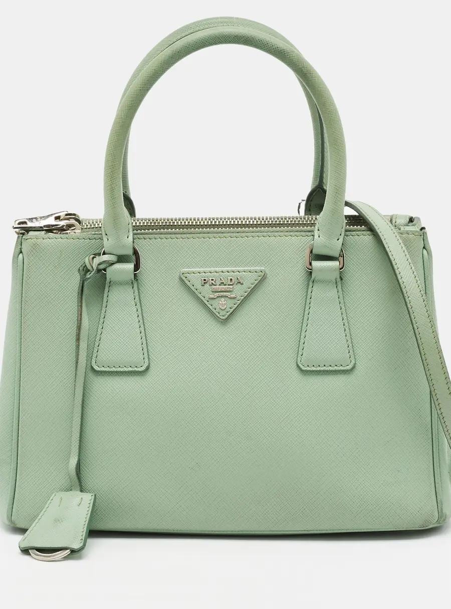 Prada Galleria Small Green Saffiano Leather Tote