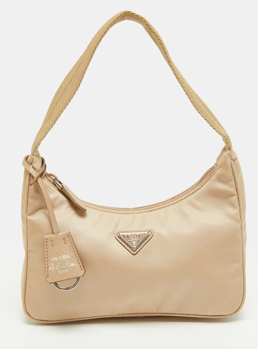 Prada Re-Edition 2000 Beige Nylon Hobo