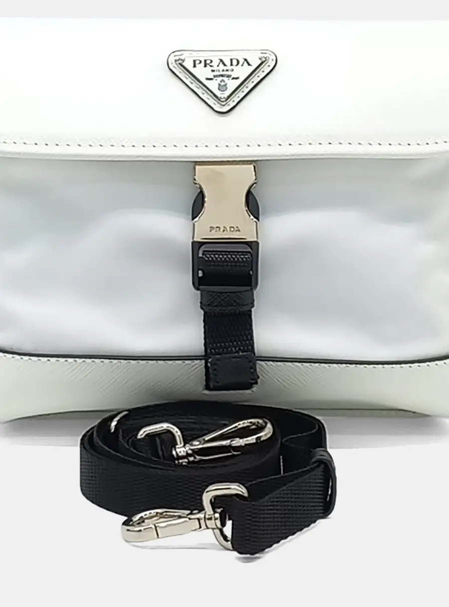 Prada White Nylon Phone Holder Crossbody Bag (2ZH108)