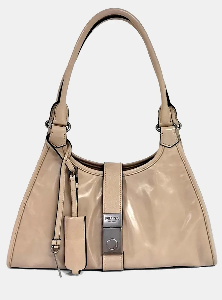 Prada Medium Beige Leather Shoulder Bag