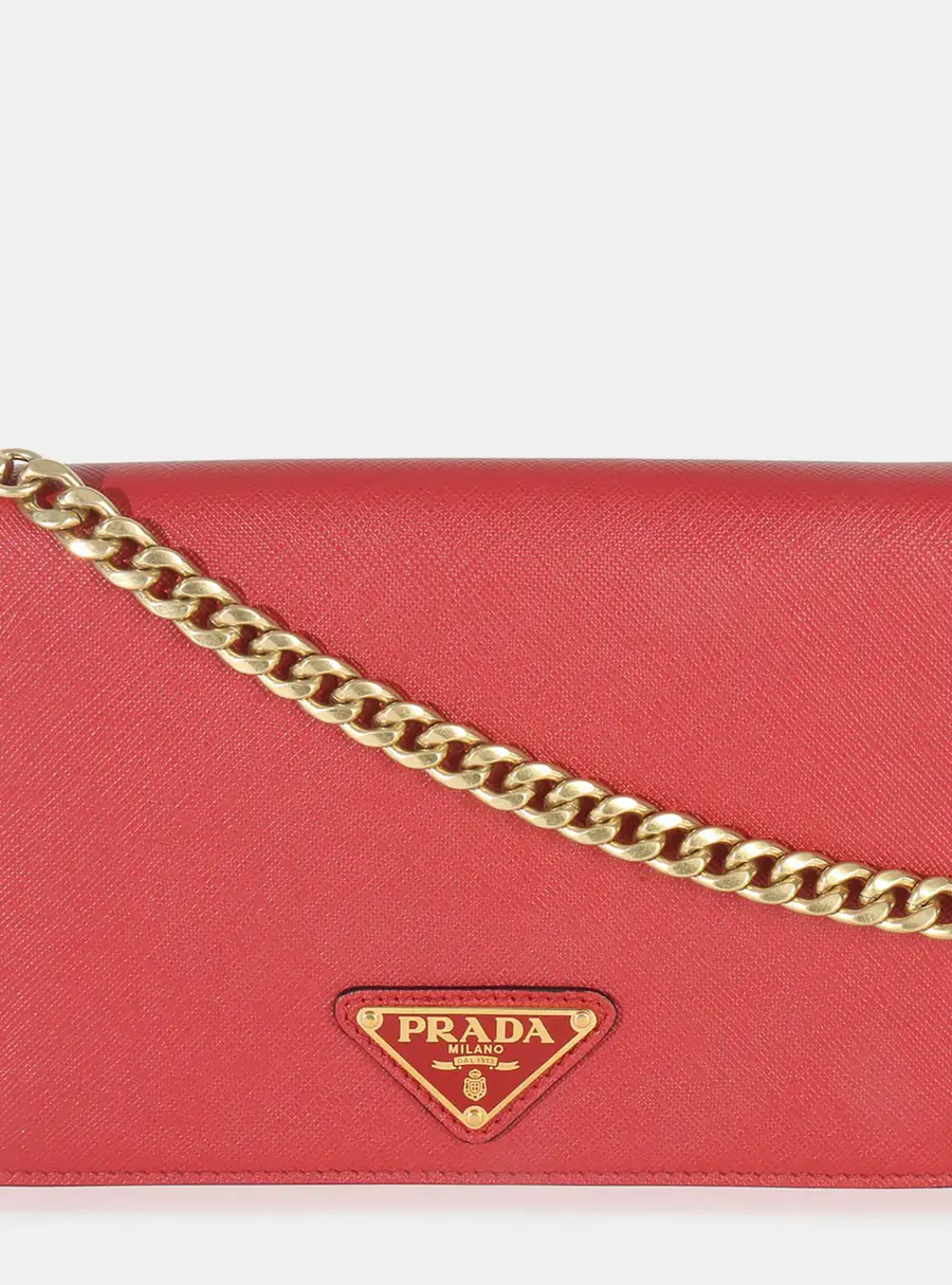 Prada Saffiano Mini Red Saffiano Leather Crossbody Bag