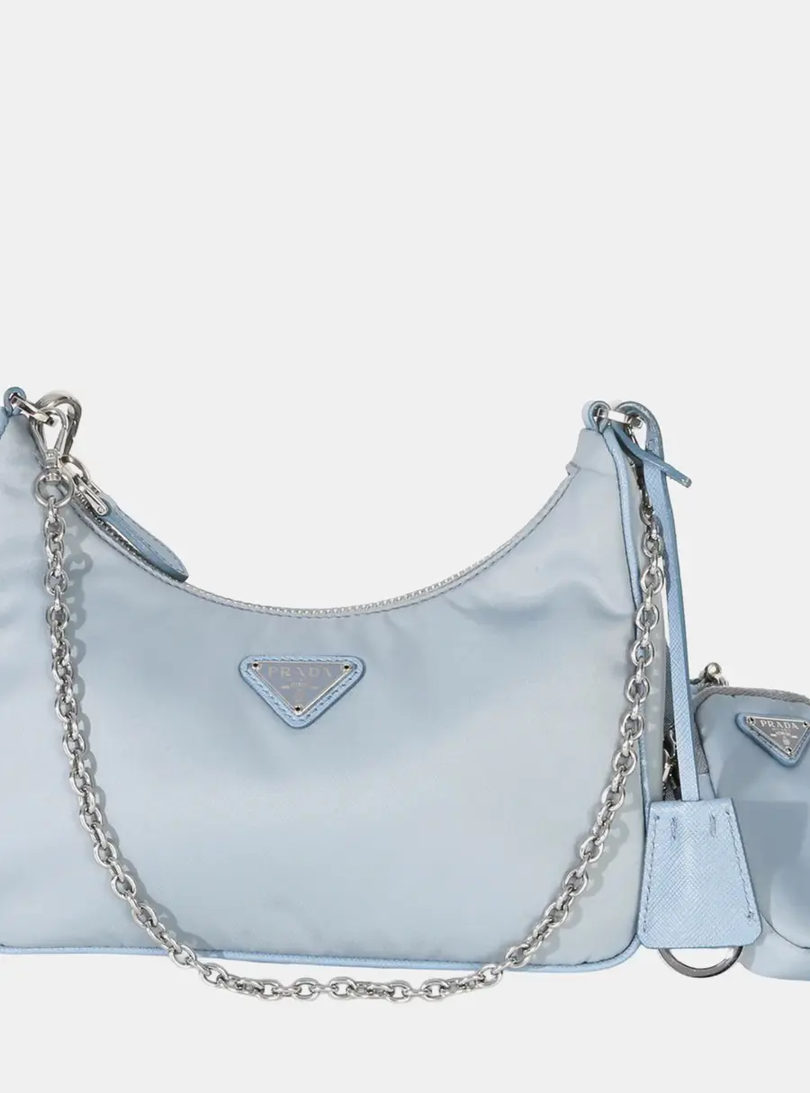Prada Re-Edition 2005 Light Blue Re-Nylon Saffiano Leather Shoulder Bag