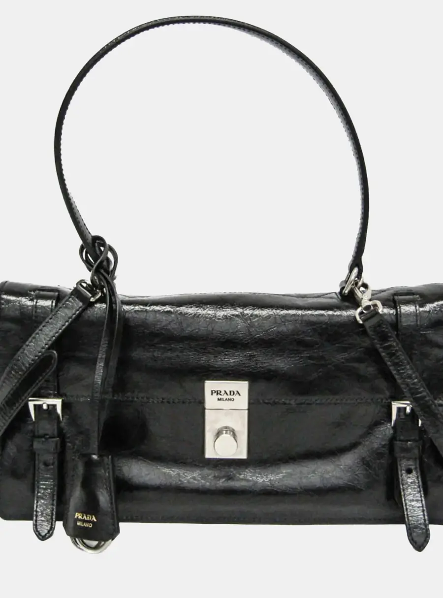Prada Leather Handbag Shoulder Bag Black