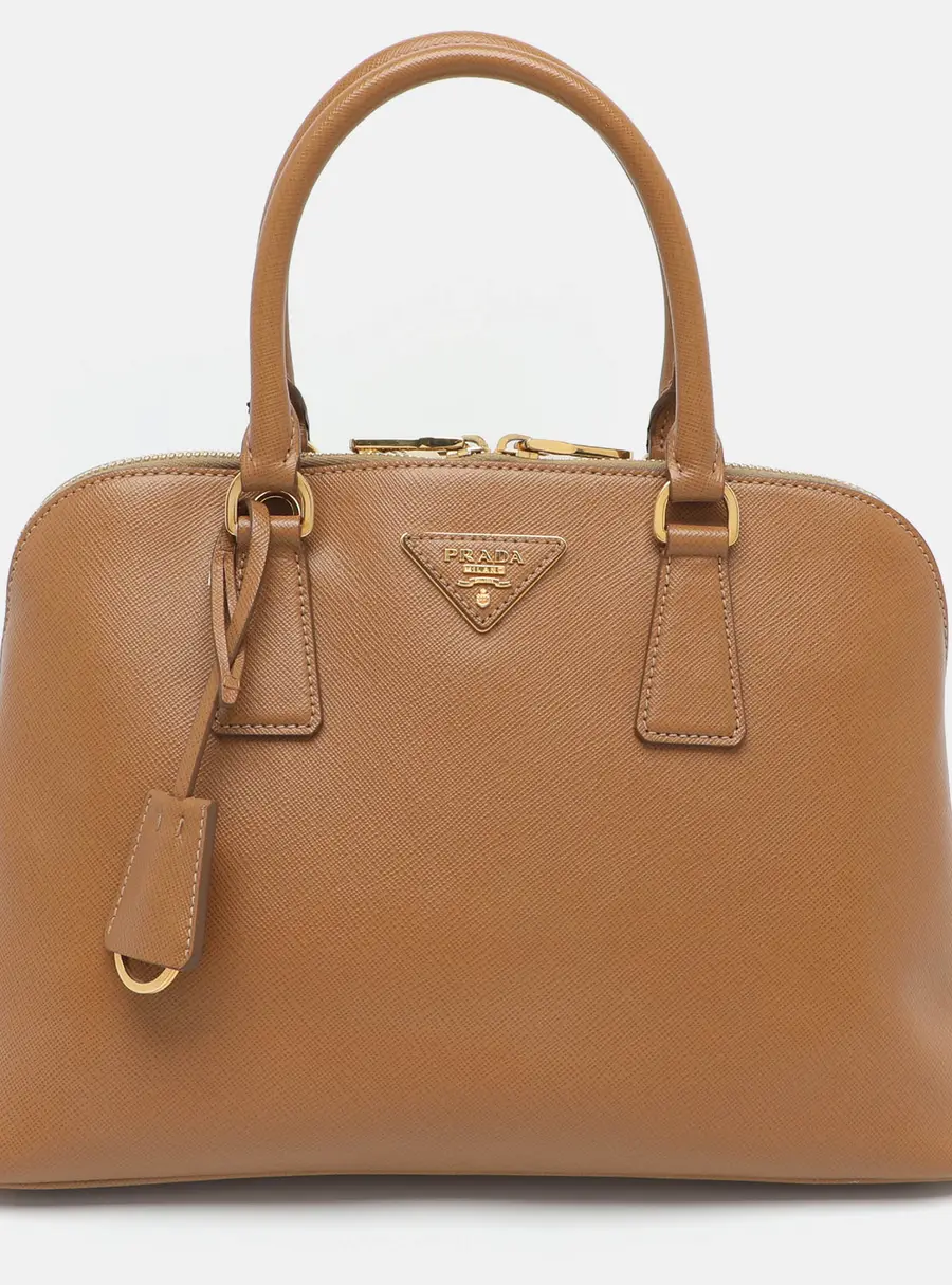 Prada Promenade Medium Caramel Saffiano Lux Leather Satchel