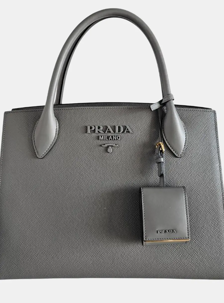 Prada Monogram 2-way Grey Shoulder Bag