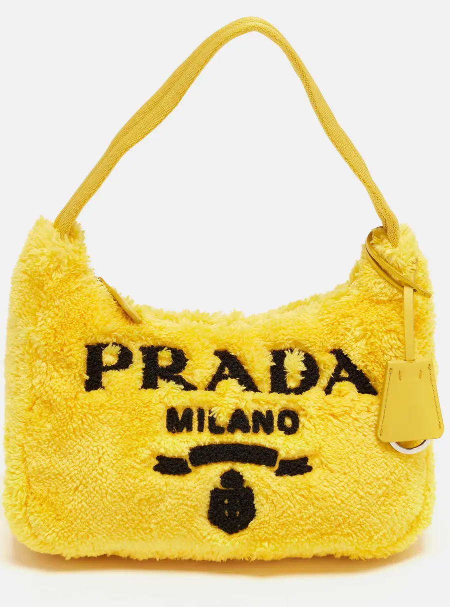 Prada Re-Edition 2000 Yellow Terrycloth Shoulder Bag