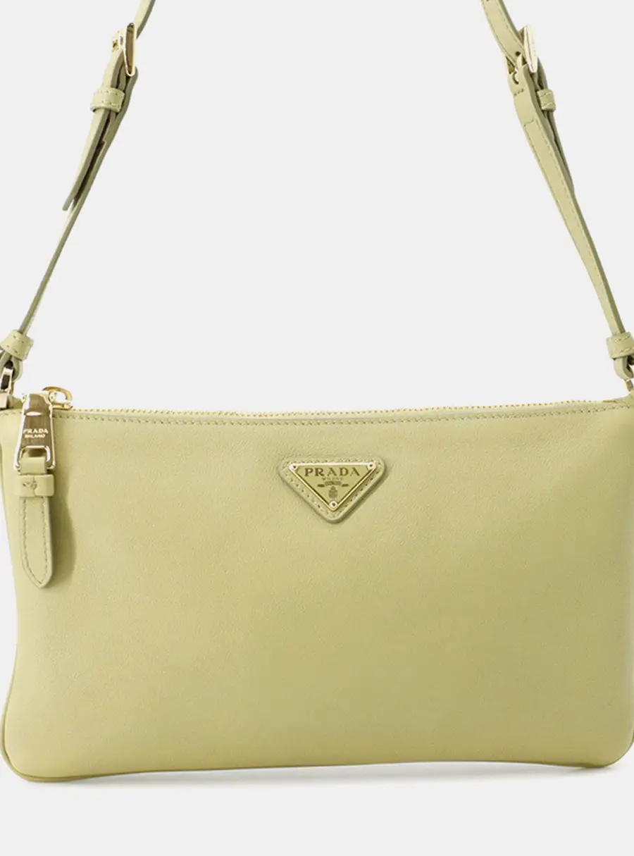 Prada Soft Grain Mini Pistacchio Leather Shoulder Bag