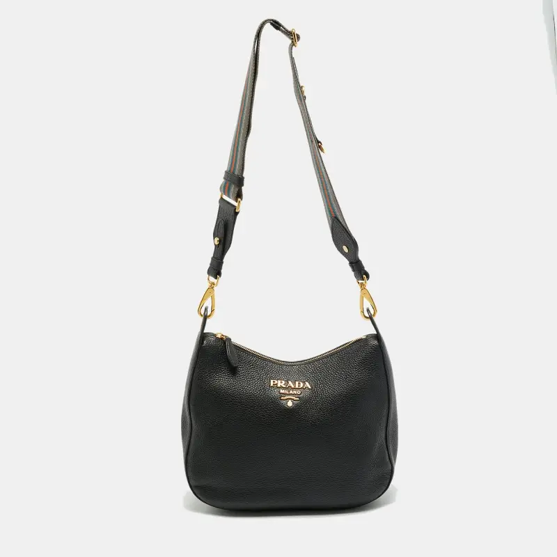 Prada Daino Black Leather Hobo