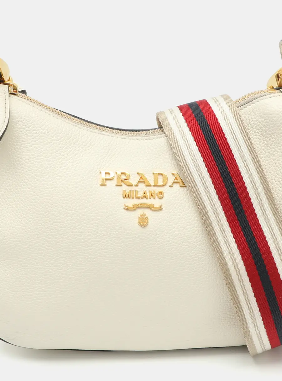 Prada White Leather Shoulder Bag