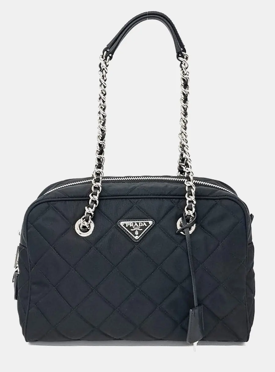 Prada Black Nylon chain shoulder bag