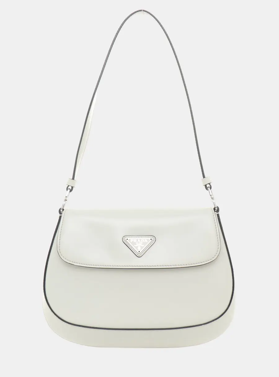 Prada Cleo White Leather Shoulder Bag