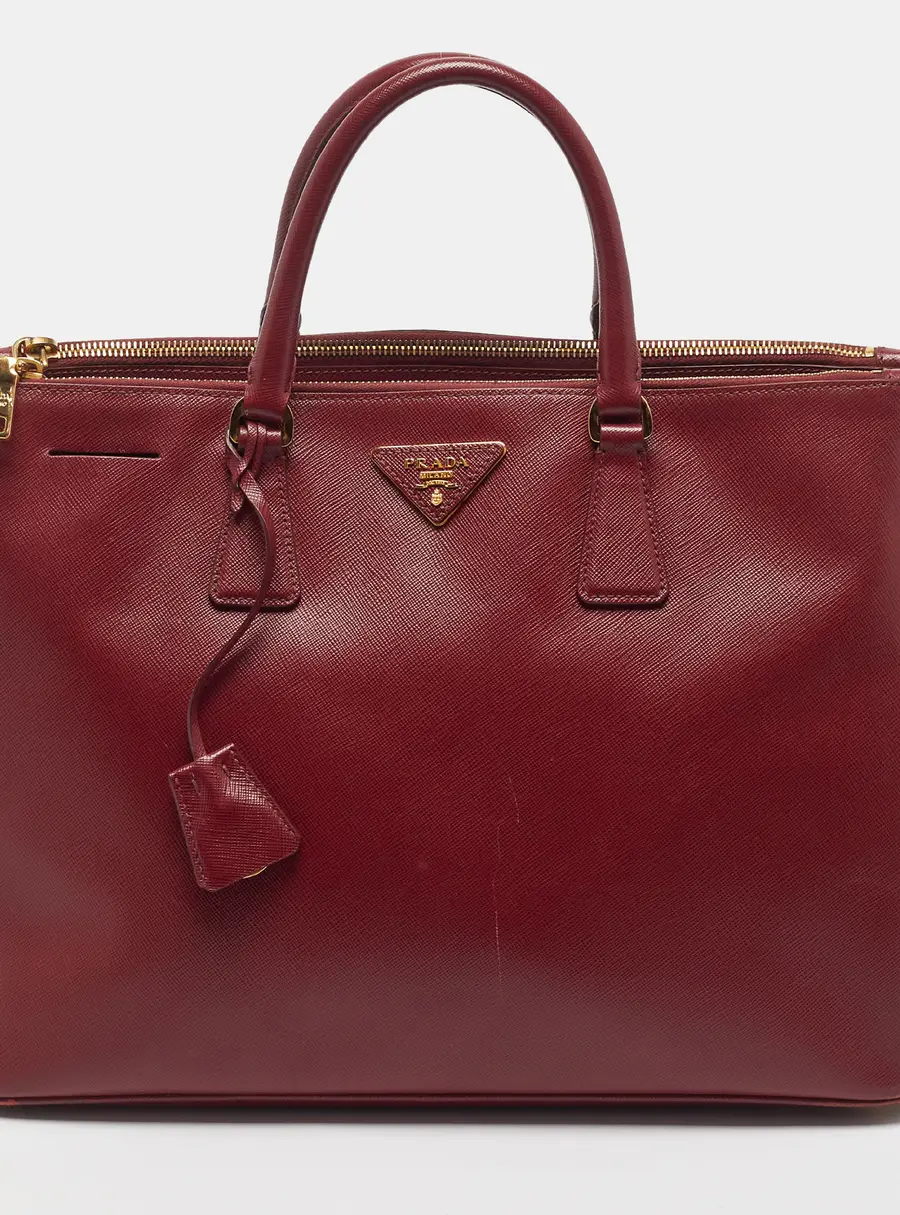 Prada Double Zip Large Red Saffiano Lux Leather Tote