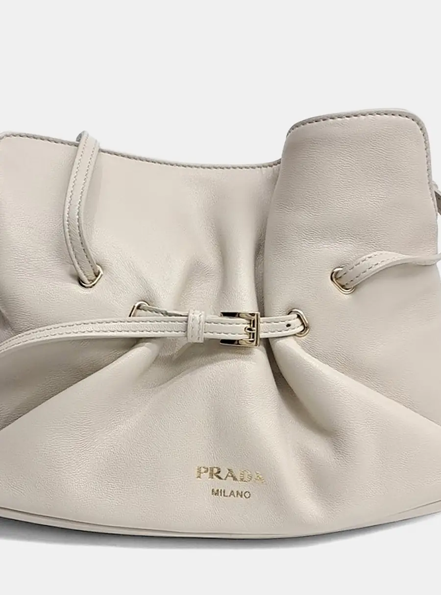 Prada Dada Small White Napa Leather Top Handle Bag