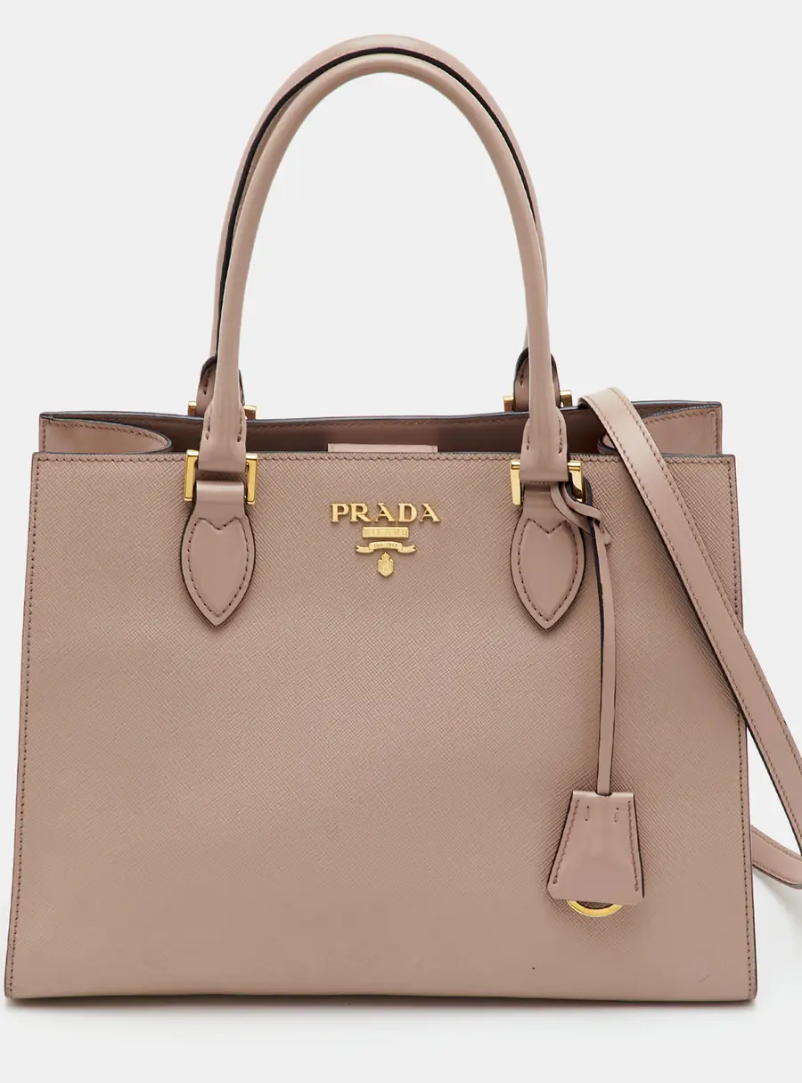 Prada Beige Saffiano Lux Leather Tote