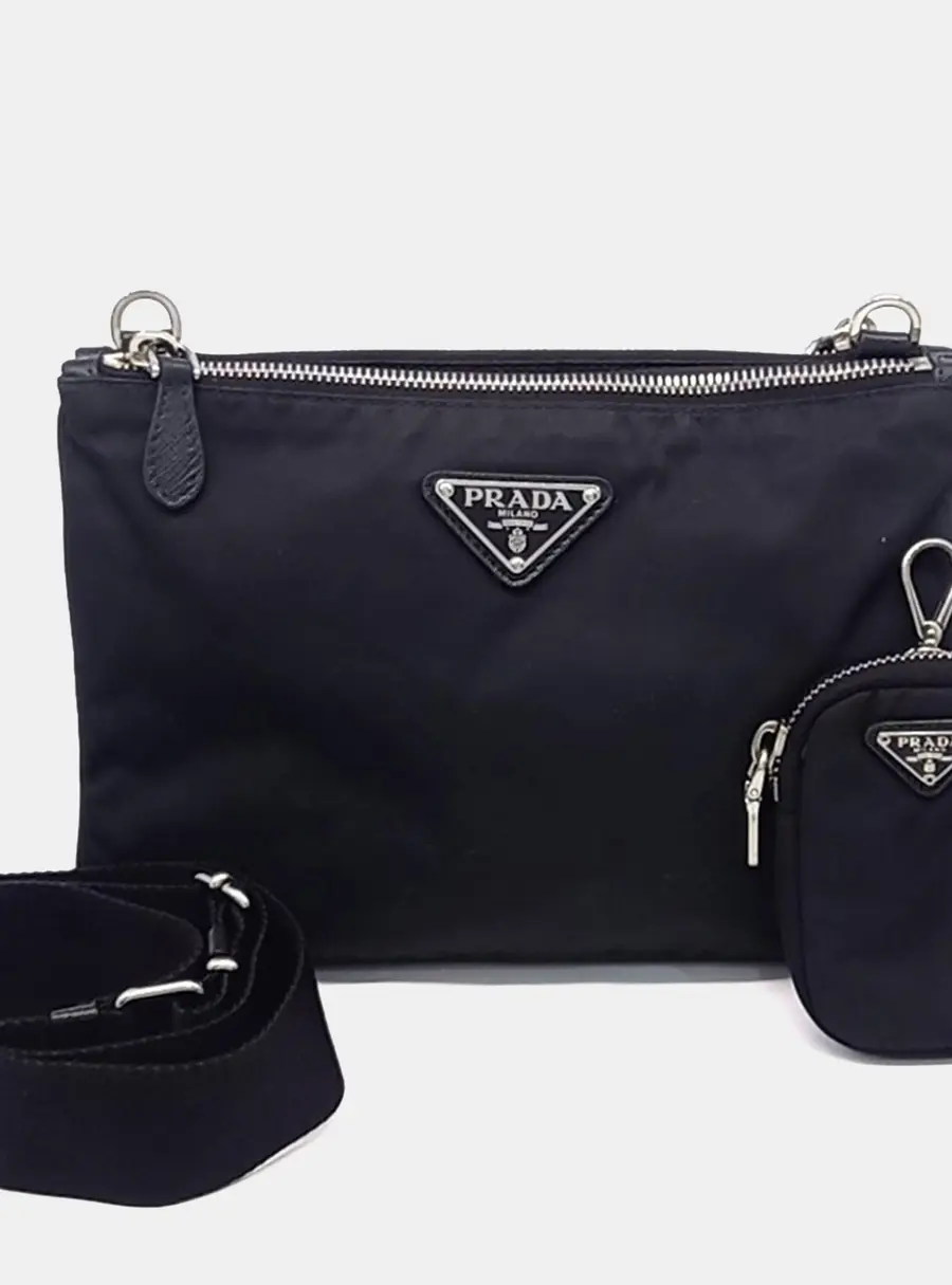 Prada Re-Nylon Double Zip Crossbody Bag (1BH046)