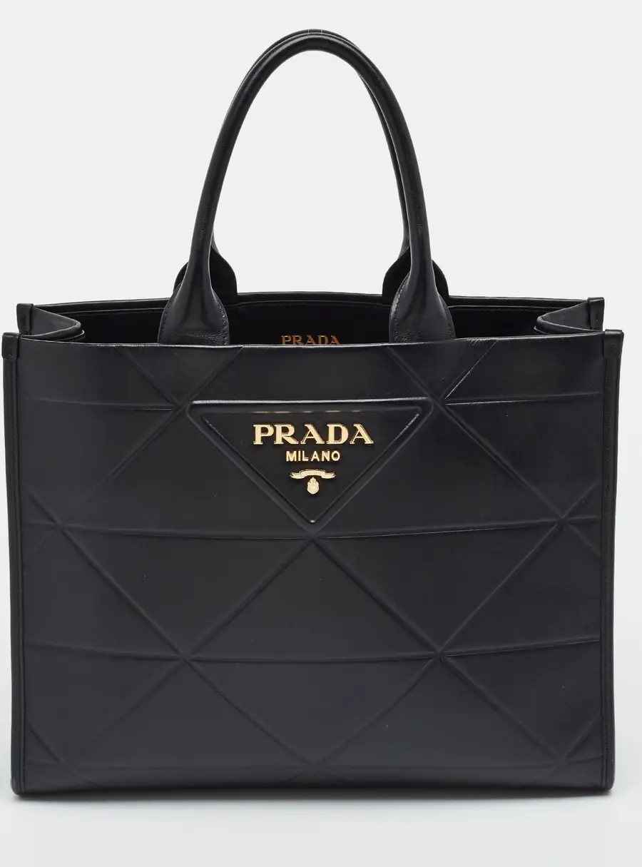 Prada Symbole Medium Black Soft Calf Leather Tote