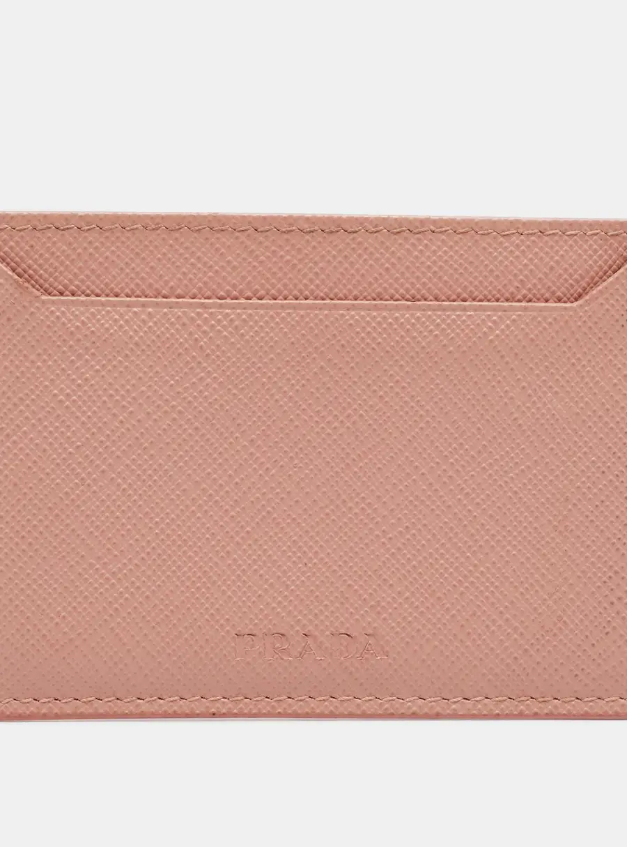 Prada Pink Saffiano Leather Card Holder
