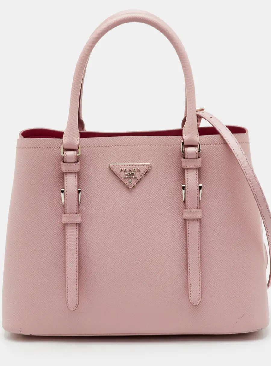 Prada Light Pink Saffiano Cuir Leather Double Handle Tote
