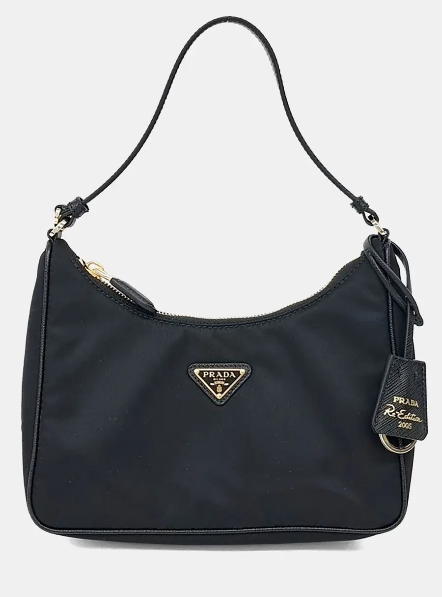 Prada Black Nylon Re-Nylon Tessuto Hobo Bag