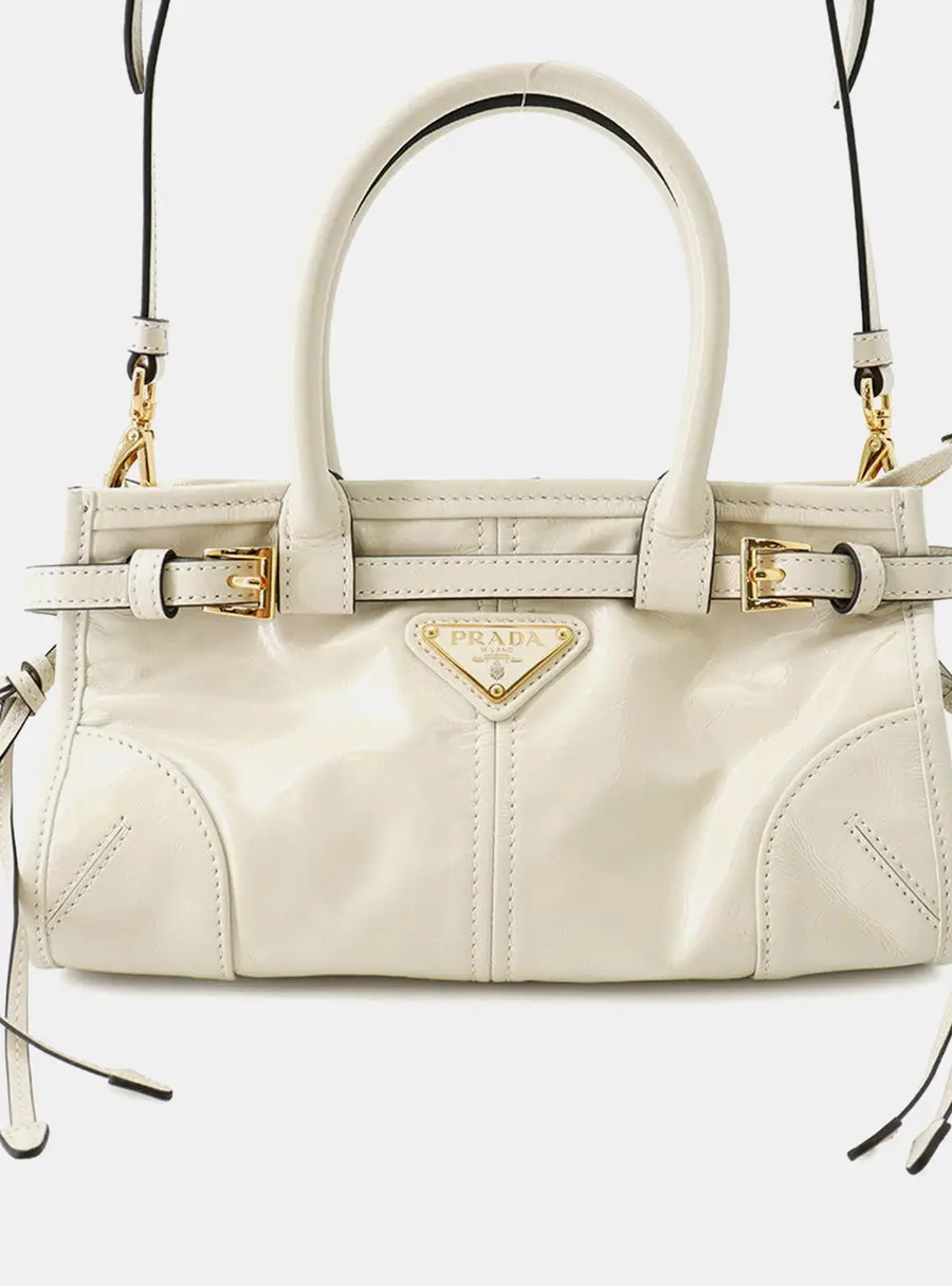 Prada Bonnie Mini White Patent Leather Shoulder Bag