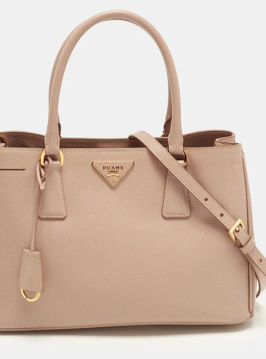 Prada Open Medium Beige Saffiano Leather Tote