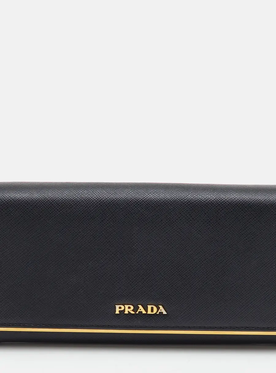 Prada Black Saffiano Leather Long Wallet