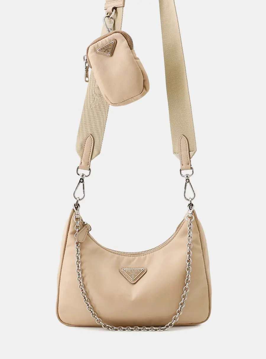 Prada Re-Edition 2005 Beige Re-Nylon Shoulder Bag