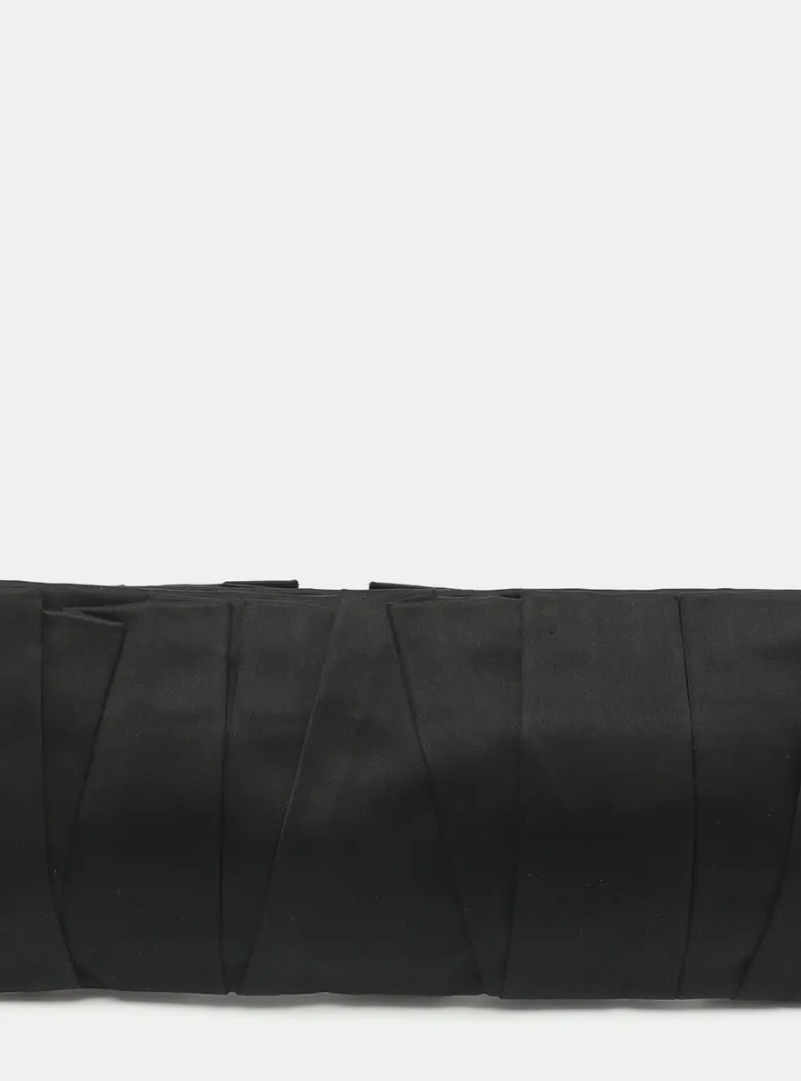 Prada Black Pleated Satin Clutch