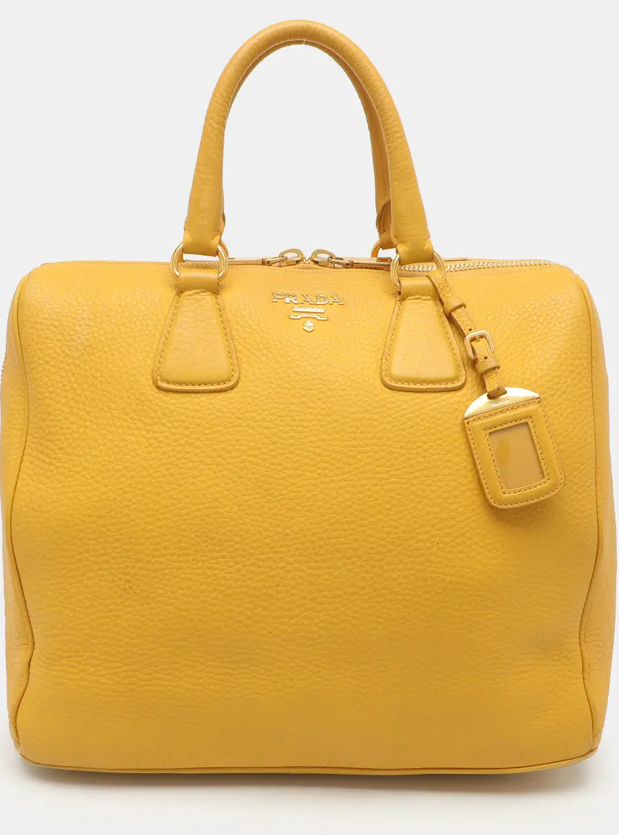 Prada Yellow Vitello Daino Leather Satchel
