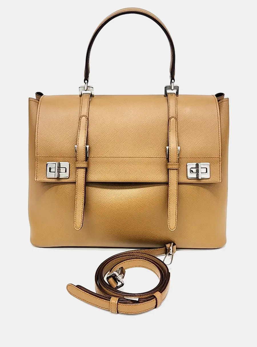 Prada Brown Saffiano Tote and Shoulder Bag (BN2790)