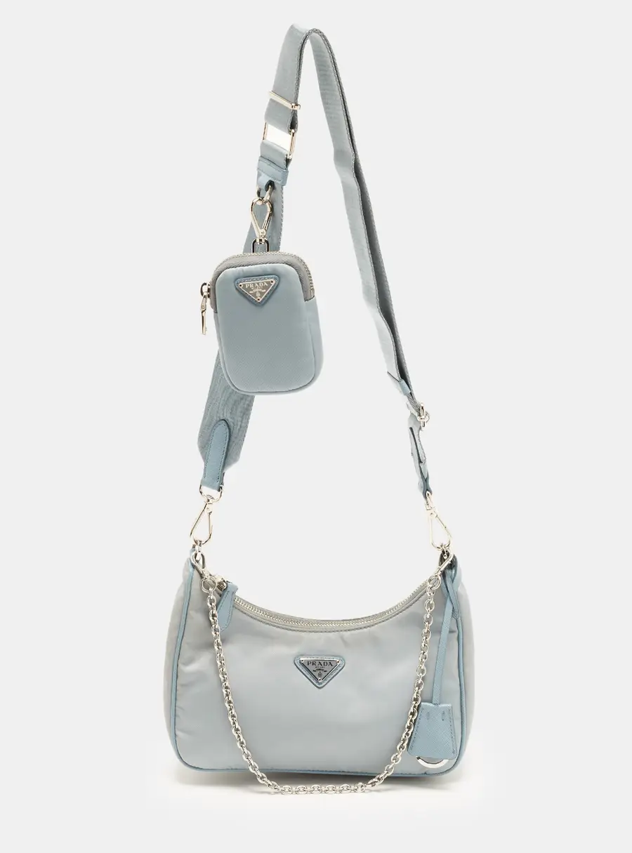 Prada Re-Edition 2005 Light Blue Nylon Shoulder Bag