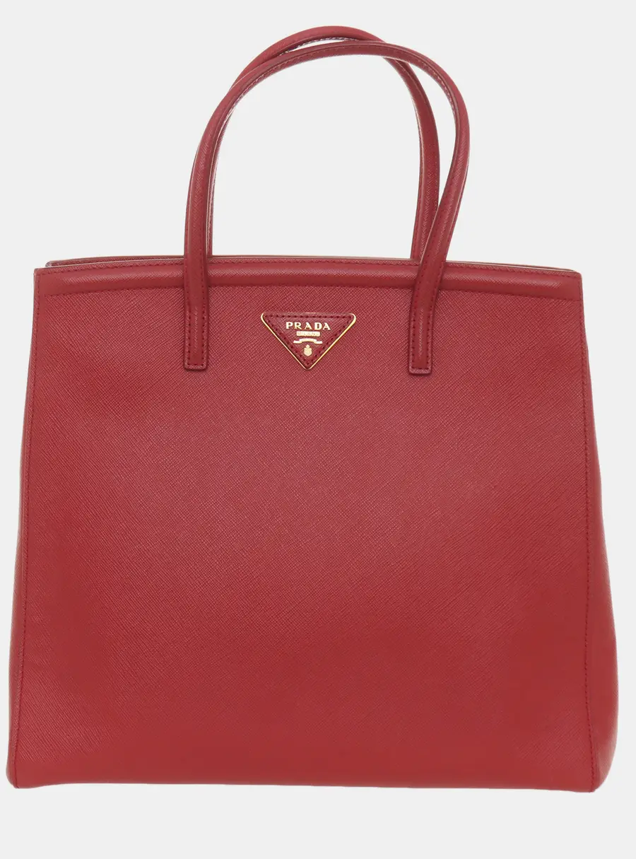 Prada Saffiano Lux Medium Red Saffiano Leather Tote Bag
