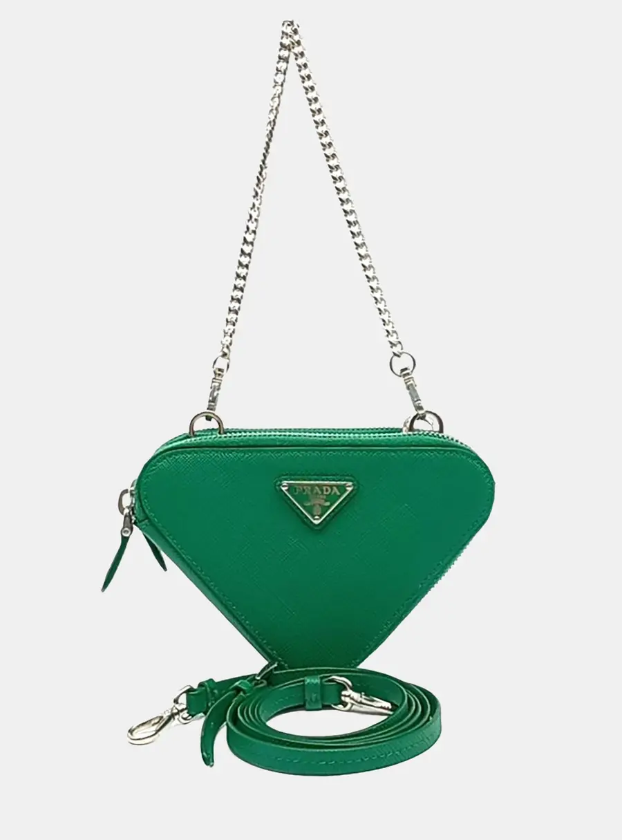 Prada Saffiano Triangle Mini Pouch