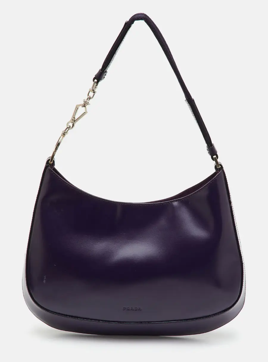 Prada Spazzolato Cleo Purple Leather Hobo