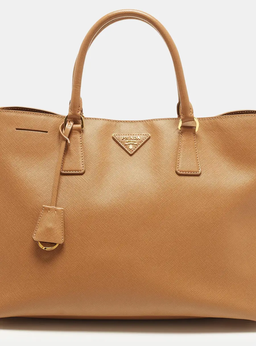 Prada Open Large Brown Saffiano Lux Leather Tote