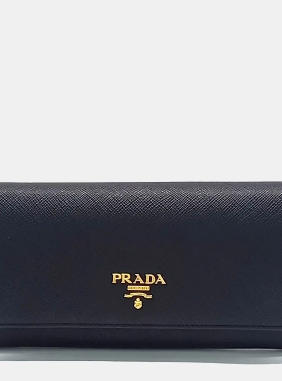 Prada Black Saffiano Long Wallet (1MH132)