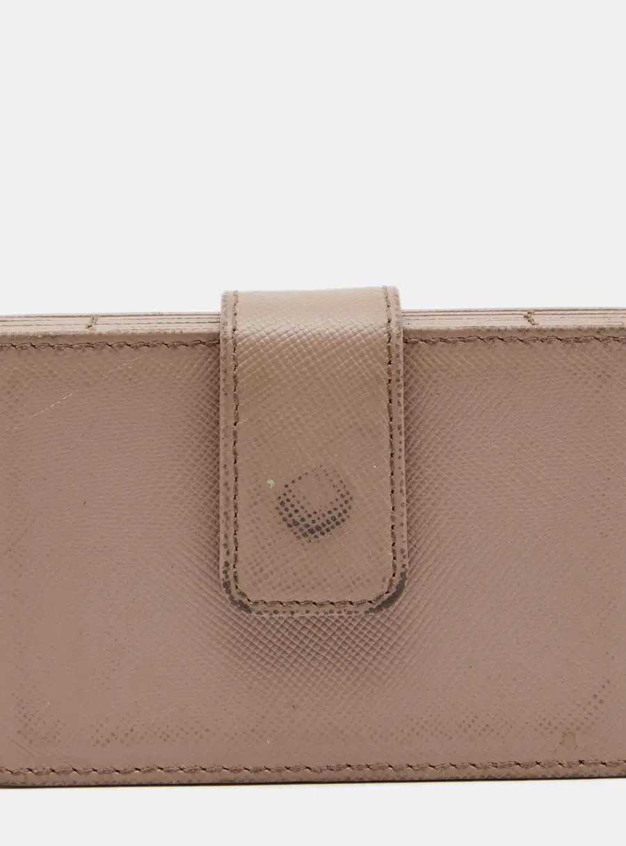 Prada Beige Saffiano Leather 5 Gusset Card Holder