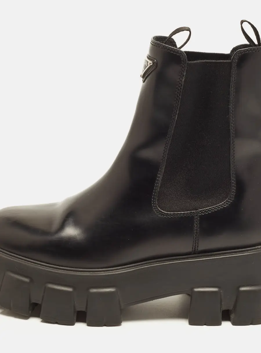 Prada Monolith Size 37.5 Black Leather Combat Boots